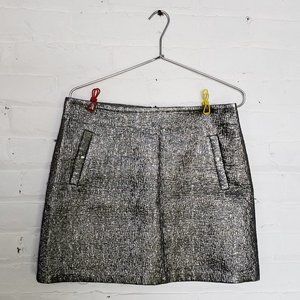 Super Fun Textured Silver Metallic Party Mini Skirt